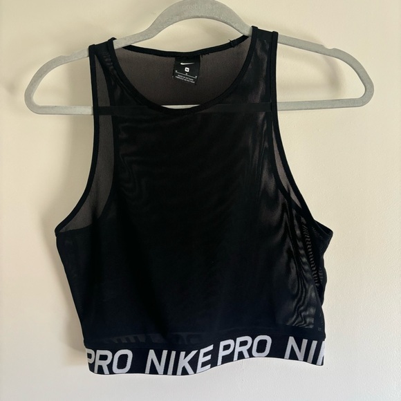 Nike Pro Women's Cropped Sheer Black Mesh Tank Top.  Perfect for Summer.  Medium - Picture 5 of 16